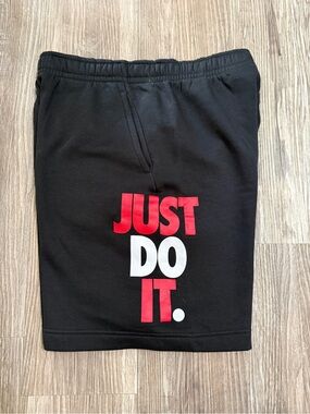 Nike Black Men’s Shorts with Red and White 'Just Do It.' Graphic